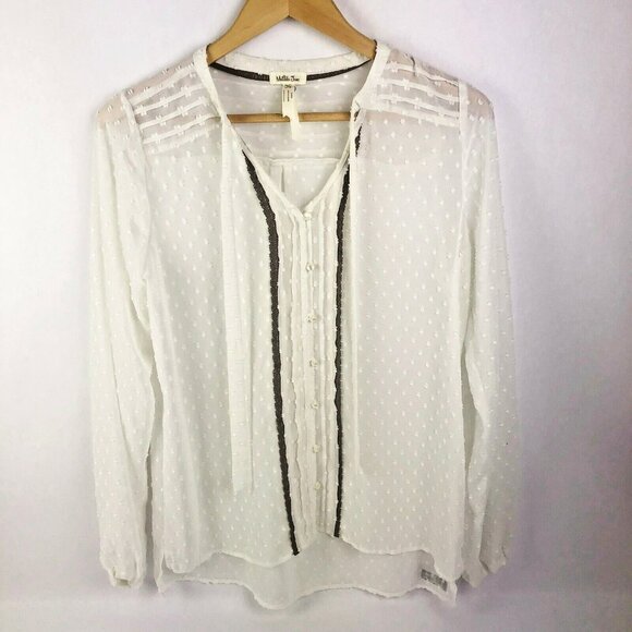 Matilda Jane Blouse Womens Size Medium Renae Top Swiss Dot Long Sleeve - Picture 2 of 4